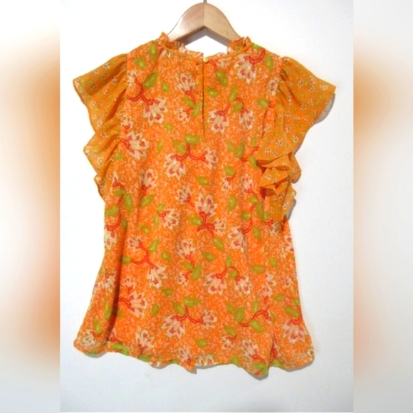 ANTHROPOLOGIE Maison d'Amelie Orange Smocked Blouse Top Size Size Medium - Picture 3 of 6